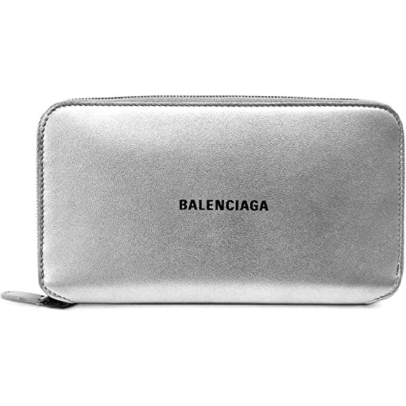 Balenciaga Bags New Balenciaga Silver Ville Leather Zip Around Wallet Clutch Bag Poshmark